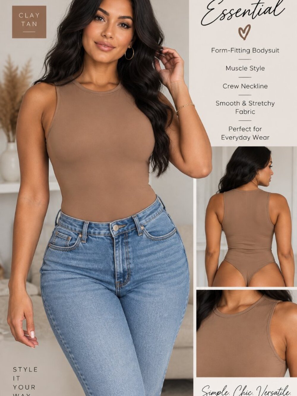 Aritzia Babaton Tan Earthy Sleeveless One-Piece Muscle Bodysuit Stretchy size S